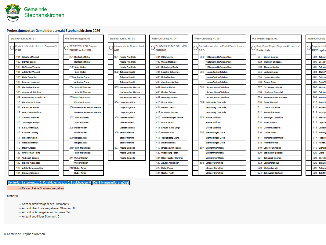 Probestimmzettel GR-Wahl 2026