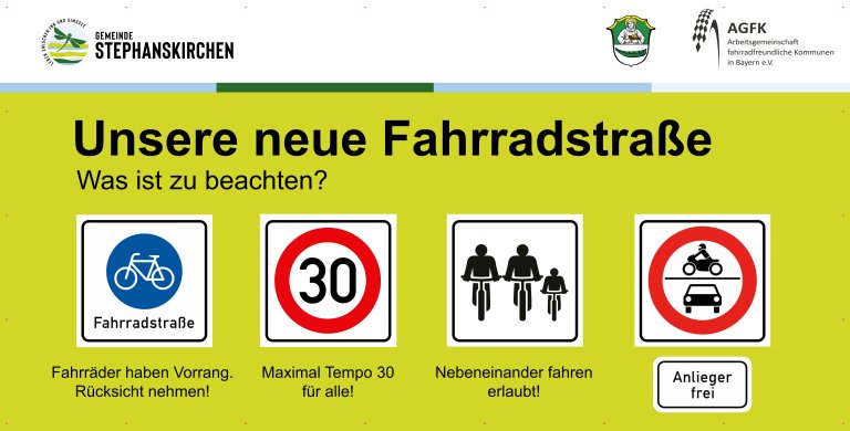 Banner Fahrradstrasse Banner Fahrradstrasse